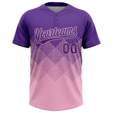 Custom Purple Light Pink 3D Gradient Square Shape Two-Button Unisex Softball Jersey