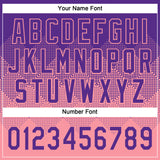 Custom Purple Medium Pink 3D Gradient Square Shape Two-Button Unisex Softball Jersey