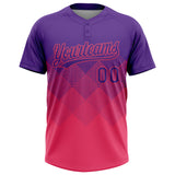 Custom Purple Neon Pink 3D Gradient Square Shape Two-Button Unisex Softball Jersey