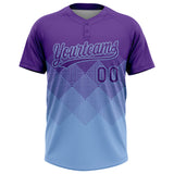 Custom Purple Light Blue 3D Gradient Square Shape Two-Button Unisex Softball Jersey