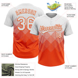 Custom White Orange 3D Gradient Square Shape Two-Button Unisex Softball Jersey