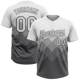 Custom White Steel Gray 3D Gradient Square Shape Two-Button Unisex Softball Jersey