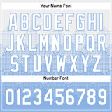 Custom White Light Blue 3D Gradient Square Shape Two-Button Unisex Softball Jersey