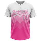 Custom White Pink 3D Gradient Square Shape Two-Button Unisex Softball Jersey
