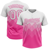 Custom White Pink 3D Gradient Square Shape Two-Button Unisex Softball Jersey