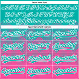 Custom Aqua Pink-White 3D Gradient Square Shape Two-Button Unisex Softball Jersey