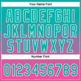 Custom Aqua Pink-White 3D Gradient Square Shape Two-Button Unisex Softball Jersey