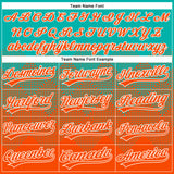 Custom Aqua Orange-White 3D Gradient Square Shape Two-Button Unisex Softball Jersey