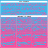 Custom Sky Blue Pink 3D Gradient Square Shape Two-Button Unisex Softball Jersey