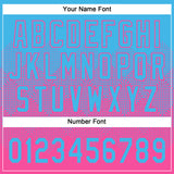 Custom Sky Blue Pink 3D Gradient Square Shape Two-Button Unisex Softball Jersey