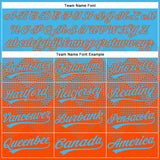 Custom Sky Blue Orange 3D Gradient Square Shape Two-Button Unisex Softball Jersey