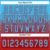 Custom Sky Blue Red 3D Gradient Square Shape Two-Button Unisex Softball Jersey