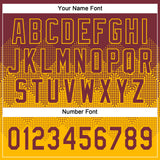 Custom Burgundy Gold 3D Gradient Square Shape Two-Button Unisex Softball Jersey