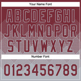 Custom Burgundy Gray 3D Gradient Square Shape Two-Button Unisex Softball Jersey