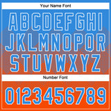 Custom Electric Blue Orange-White 3D Gradient Square Shape Two-Button Unisex Softball Jersey