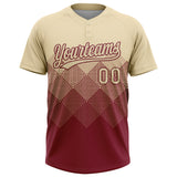 Custom Cream Crimson 3D Gradient Square Shape Two-Button Unisex Softball Jersey