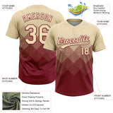 Custom Cream Crimson 3D Gradient Square Shape Two-Button Unisex Softball Jersey