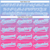 Custom Light Blue Pink-White 3D Gradient Square Shape Two-Button Unisex Softball Jersey