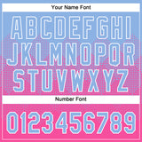 Custom Light Blue Pink-White 3D Gradient Square Shape Two-Button Unisex Softball Jersey