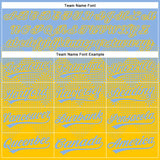 Custom Light Blue Yellow 3D Gradient Square Shape Two-Button Unisex Softball Jersey