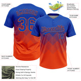 Custom Thunder Blue Orange 3D Gradient Square Shape Two-Button Unisex Softball Jersey