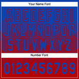 Custom Thunder Blue Red 3D Gradient Square Shape Two-Button Unisex Softball Jersey