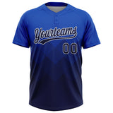 Custom Thunder Blue Navy-White 3D Gradient Square Shape Two-Button Unisex Softball Jersey