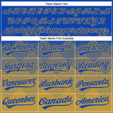 Custom Thunder Blue Old Gold 3D Gradient Square Shape Two-Button Unisex Softball Jersey