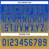 Custom Thunder Blue Old Gold 3D Gradient Square Shape Two-Button Unisex Softball Jersey