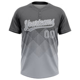 Custom Steel Gray Gray-White 3D Gradient Square Shape Two-Button Unisex Softball Jersey