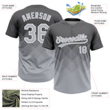 Custom Steel Gray Gray-White 3D Gradient Square Shape Two-Button Unisex Softball Jersey
