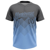 Custom Steel Gray Light Blue 3D Gradient Square Shape Two-Button Unisex Softball Jersey