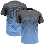 Custom Steel Gray Light Blue 3D Gradient Square Shape Two-Button Unisex Softball Jersey