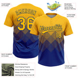 Custom Gold Royal 3D Gradient Square Shape Two-Button Unisex Softball Jersey