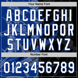Custom Graffiti Pattern White Black-Royal 3D Scratch Two-Button Unisex Softball Jersey