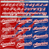 Custom Graffiti Pattern White Royal-Red 3D Scratch Two-Button Unisex Softball Jersey