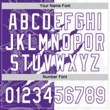 Custom Graffiti Pattern White-Purple 3D Scratch Two-Button Unisex Softball Jersey