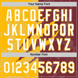 Custom Graffiti Pattern White Burgundy-Gold 3D Scratch Two-Button Unisex Softball Jersey