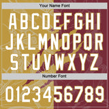 Custom Graffiti Pattern White Burgundy-Old Gold 3D Scratch Two-Button Unisex Softball Jersey