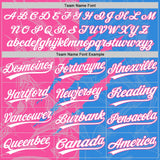 Custom Graffiti Pattern White Electric Blue-Pink 3D Scratch Two-Button Unisex Softball Jersey