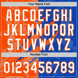 Custom Graffiti Pattern White Thunder Blue-Orange 3D Scratch Two-Button Unisex Softball Jersey