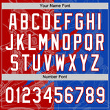 Custom Graffiti Pattern White Thunder Blue-Red 3D Scratch Two-Button Unisex Softball Jersey