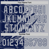 Custom Graffiti Pattern Gray-Navy 3D Scratch Two-Button Unisex Softball Jersey