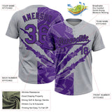 Custom Graffiti Pattern Purple Gray-Black 3D Scratch Two-Button Unisex Softball Jersey