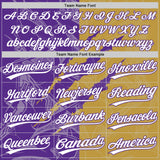 Custom Graffiti Pattern White Old Gold-Purple 3D Scratch Two-Button Unisex Softball Jersey