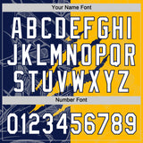 Custom Graffiti Pattern White Gold-Navy 3D Scratch Two-Button Unisex Softball Jersey