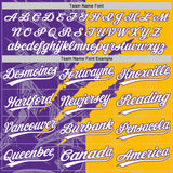 Custom Graffiti Pattern White Gold-Purple 3D Scratch Two-Button Unisex Softball Jersey