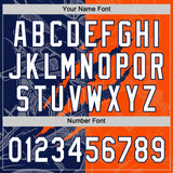 Custom Graffiti Pattern White Orange-Navy 3D Scratch Two-Button Unisex Softball Jersey