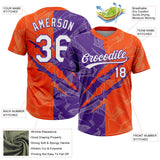Custom Graffiti Pattern White Orange-Purple 3D Scratch Two-Button Unisex Softball Jersey