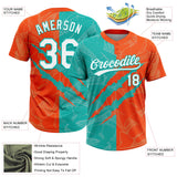Custom Graffiti Pattern White Orange-Aqua 3D Scratch Two-Button Unisex Softball Jersey